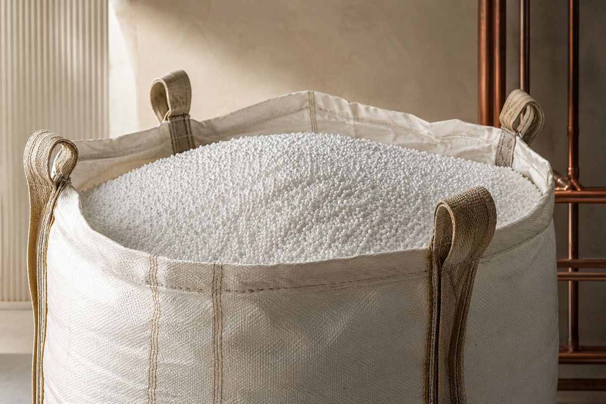 Big-bag z granulatem styropianowym do izolacji luzem