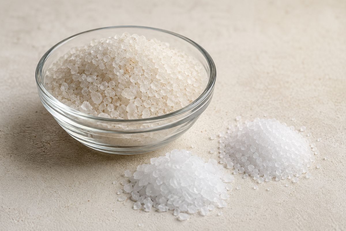 Sól mineralna w naczyniu — skład Mg i K