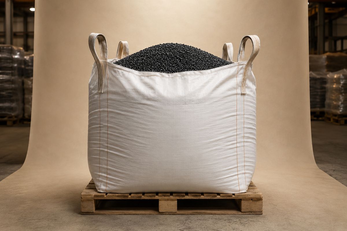 Big-bag 1000 kg z regranulatem HDPE na palecie